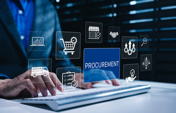 Procurement management and supply chain concept. Procurement icons related to logistics, supply chain, and inventory management. procurement in ensuring efficient business operations. delivery service