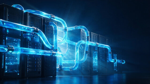 abstract technology background Server Rack Cooling Pipes