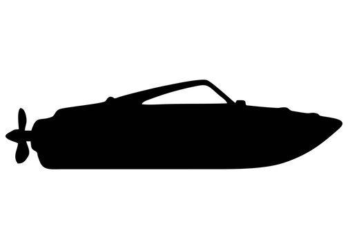 Black and white speedboat silhouette