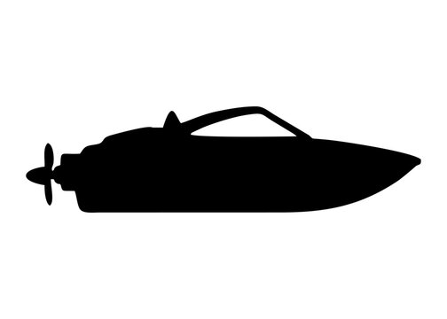 Black and white speedboat silhouette