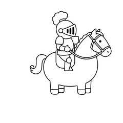 Fototapeta premium Cartoon Knight Riding a Horse