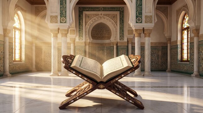 Quran on Rehal in Mosque Interior