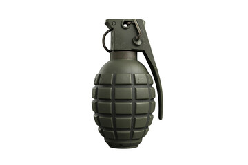 Fototapeta premium Generic olive hand grenade with metal safety pin