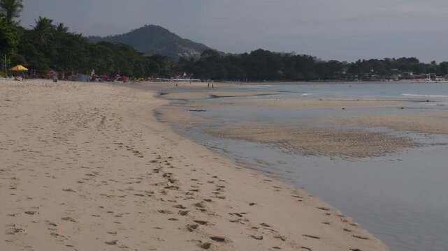 Chaweng Beach, Tranquil Paradise Beach Landscape with Natural Sand Reflections on Koh Samui Island, Thailand