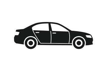 Fototapeta premium Simple flat black sedan car silhouette icon design.