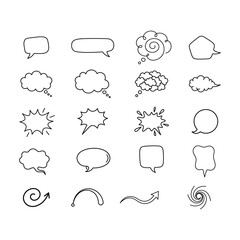Obraz premium Collection of Various Hand-Drawn Speech Bubbles and Thought Clouds