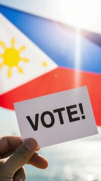 Philippines Election Vote Sign with National Flag Background Concept for Democratic Civic Participation