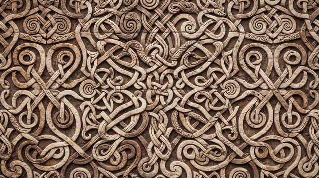 Intricate medieval stone carving pattern with celtic knots and symbols stone work medieval historic sculpture architecture