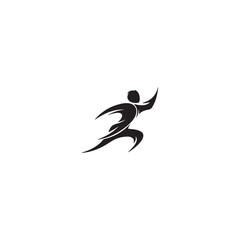Naklejka premium Dynamic running human figure silhouette for athletic sports and fitness concept with silhouette movement exercise training marathon isolated background illustration challenge lifestyle
