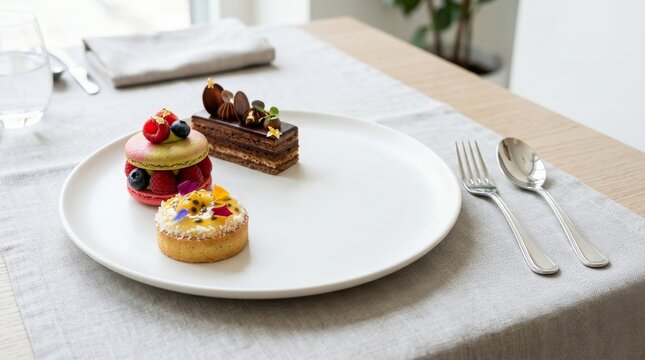 Exquisite Desserts Plated with Cutlery