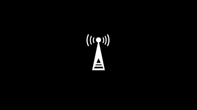 Radio Tower With Wave Signal Clean White Loop Transparent Background