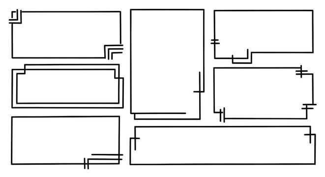 Set of Minimalist Geometric Rectangular Frames with Decorative Line Accents for Modern Graphic Layouts