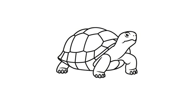 Turtle walking on white background.