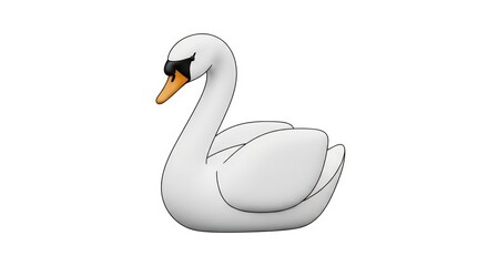 Fototapeta premium White Swan Bird Cartoon Illustration.