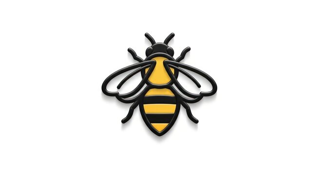 Yellow and black bee icon graphic.