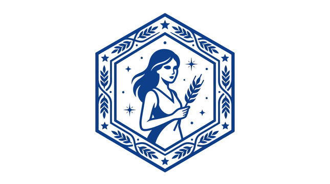 Virgo Zodiac Sign Emblem Vector Illustration