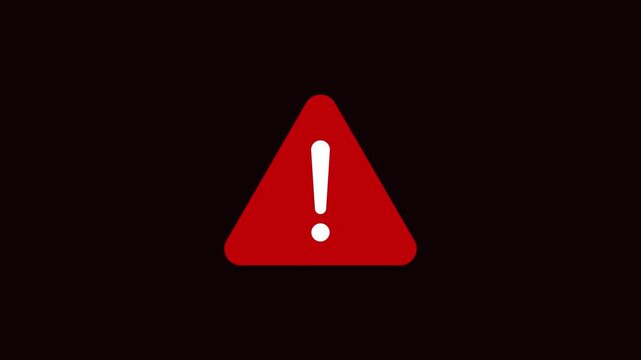 red exclamation mark triangle alert icon animation. warning sign symbol. danger alert symbol with exclamation mark footage video