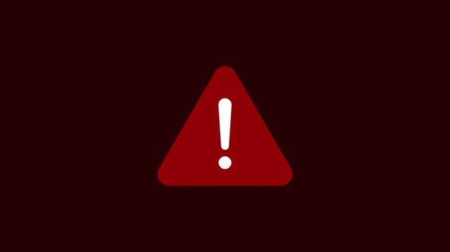 red exclamation mark animation. warning sign video footage