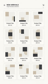 New Arrivals Grid Display in Minimal Online Store Interface