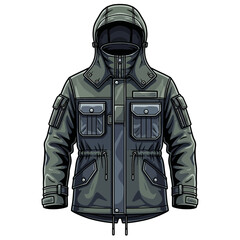 Military style hooded jacket © Udindavva