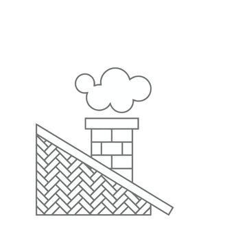 Chimney with smoke on a roof