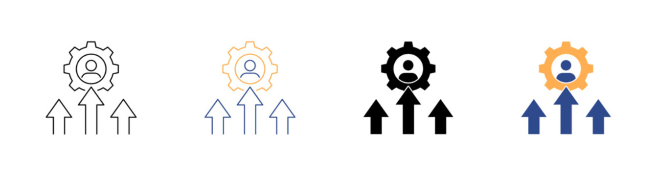 Growth and Skill Upgrade Capability Enhancement Vector Icon Pack Illustration