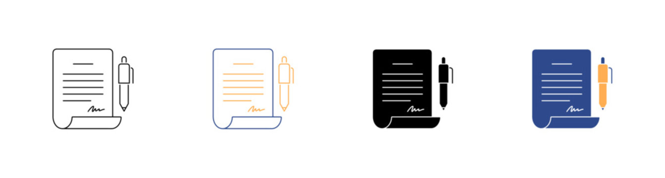 Hiring Agreement and Legal Employment Terms Vector Icon Pack Illustration