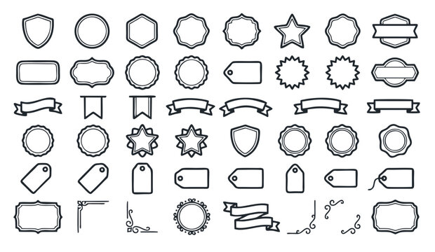 Collection of Decorative Badge and Label Frames for Professional Graphic Design Projects