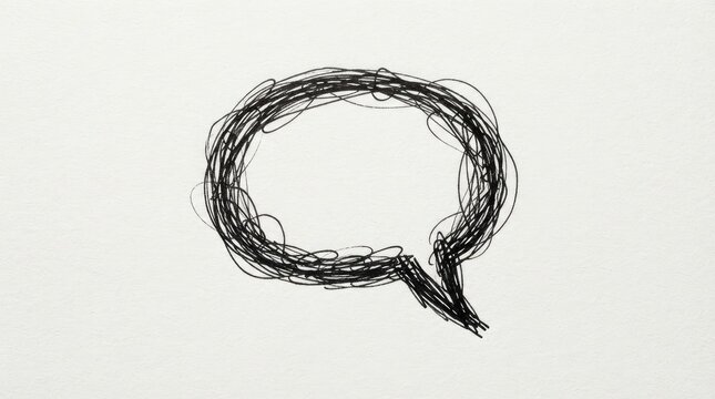 Abstract hand drawn question mark sketch on light background with textured lines with evoking curiosity intrigue through dynamic tangled lines against plain