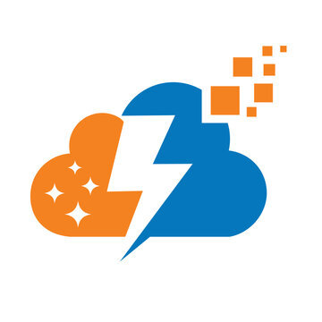 cloud with lightning or thunderbolt vector
