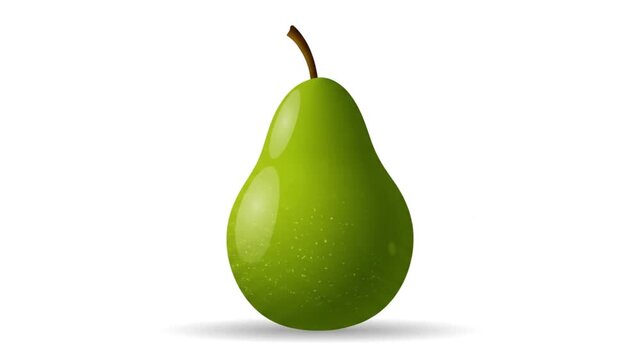 Fresh fruits green pears animation in rows on white background