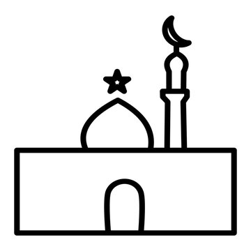 Mosque line icon for islamic nikah wedding venue