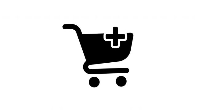 Shopping cart icon with a plus sign for adding items to the cart.