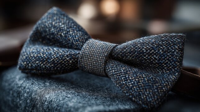 Close up of a stylish bow tie on fabric