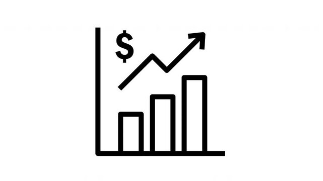 Financial growth chart with dollar sign and upward trend arrow icon.