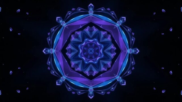 Abstract kaleidoscope pattern rotating with vibrant geometric color symmetry in motion
