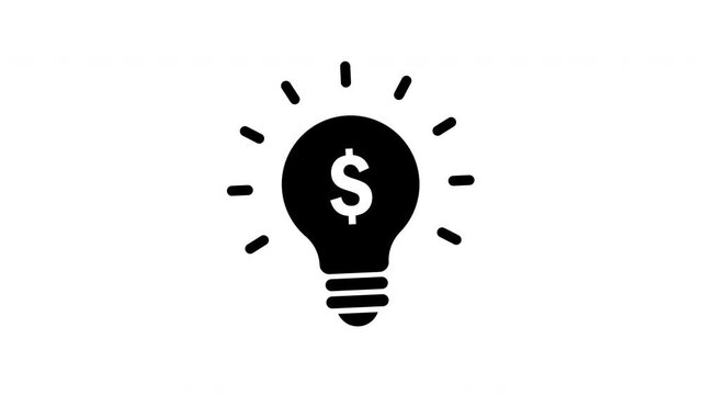 Black light bulb with dollar sign inside symbolizing financial idea.