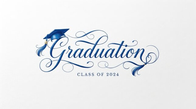 Elegant graduation class of 2024 logo with academic cap design with showcases sophisticated graduation refined celebratory design