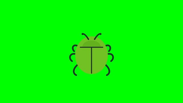Simple Cartoon Beetle Illustration on Bright Green Background.