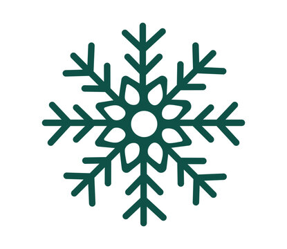 Green snowflake illustration for winter, Christmas and holiday decoration design