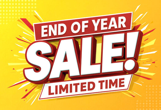Bright end of year sale banner with limited time offer text design perfect for promotions