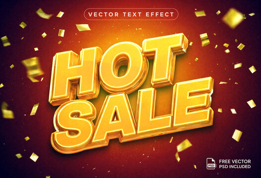 Bright golden hot sale text effect with confetti for promotional design and advertising campaigns
