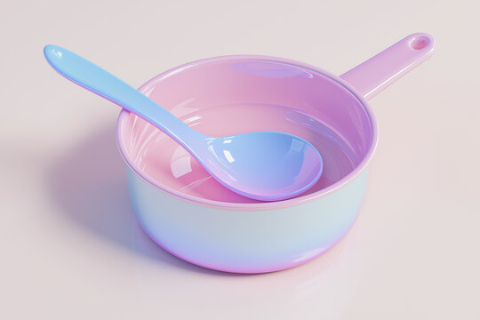 3D Cartoon Ladle, Stylized Playful Kitchen Utensil