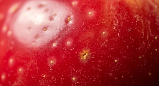Extreme close-up texture of fresh red apple skin with agriculture
