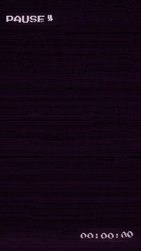 Authentic vhs  pause glitch overlay for broadcast noise and digital artifacts 4k video vertical