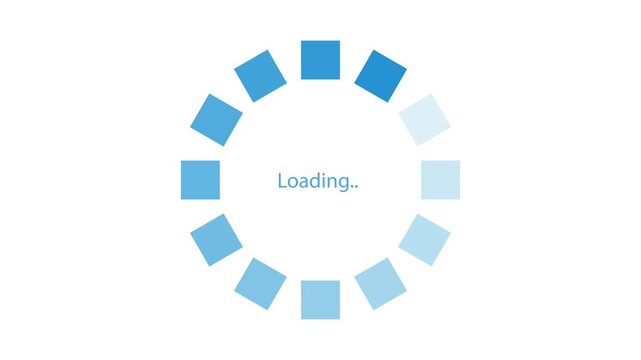 ローディング画面のUIアニメーション。中央にLoadingの文字が書かれた水色のアイコン