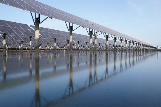 Solar photovoltaic panels on the wate