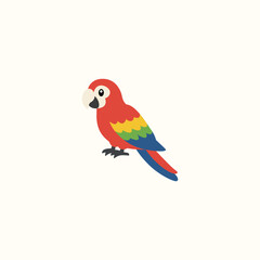 Obraz premium Cute Parrot Cartoon Vector, Tropical Bird Character