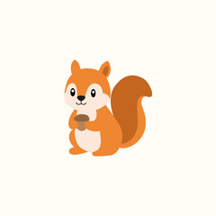 Fototapeta premium Cute Squirrel Cartoon Vector, Forest Animal Character
