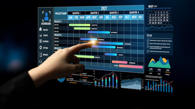 Modern Business Dashboard with Data Visualization Tools and Interactive Touchscreen for Project Management and Performance Tracking in 2027 Fluxor.